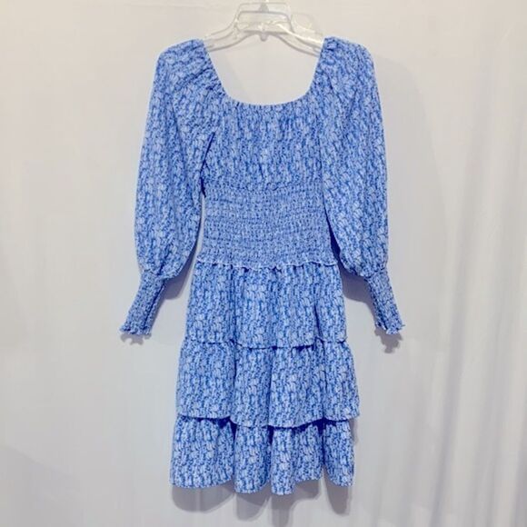 SHEIN tiered dress smocking midriff /sleeves square neck/off the shoulders Sz M - Picture 2 of 11